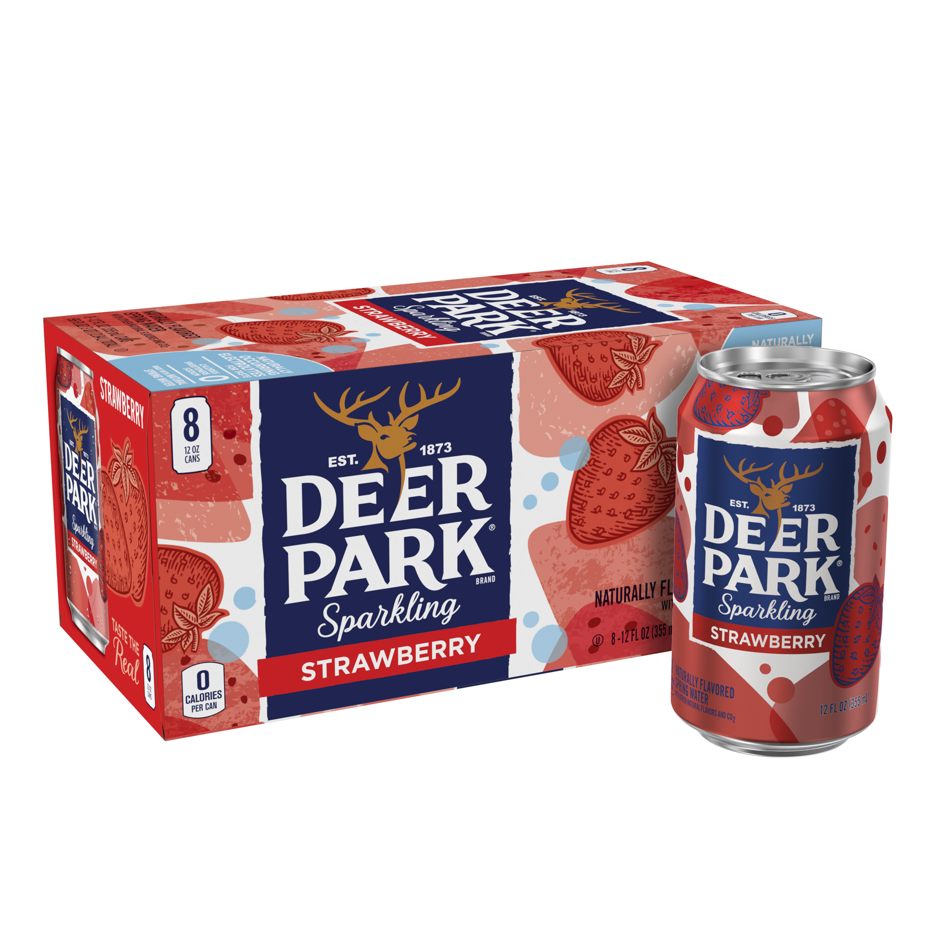 slide 5 of 5, Deer Park Sparkling Water, Strawberry, 12 oz. Cans (8 Count), 12 oz