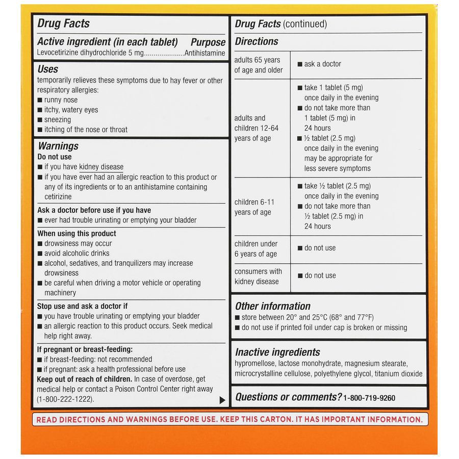 slide 3 of 5, Walgreens Levocetirizine Dihydrochloride Tablets, 5 mg, All Day Allergy Relief, 120 ct