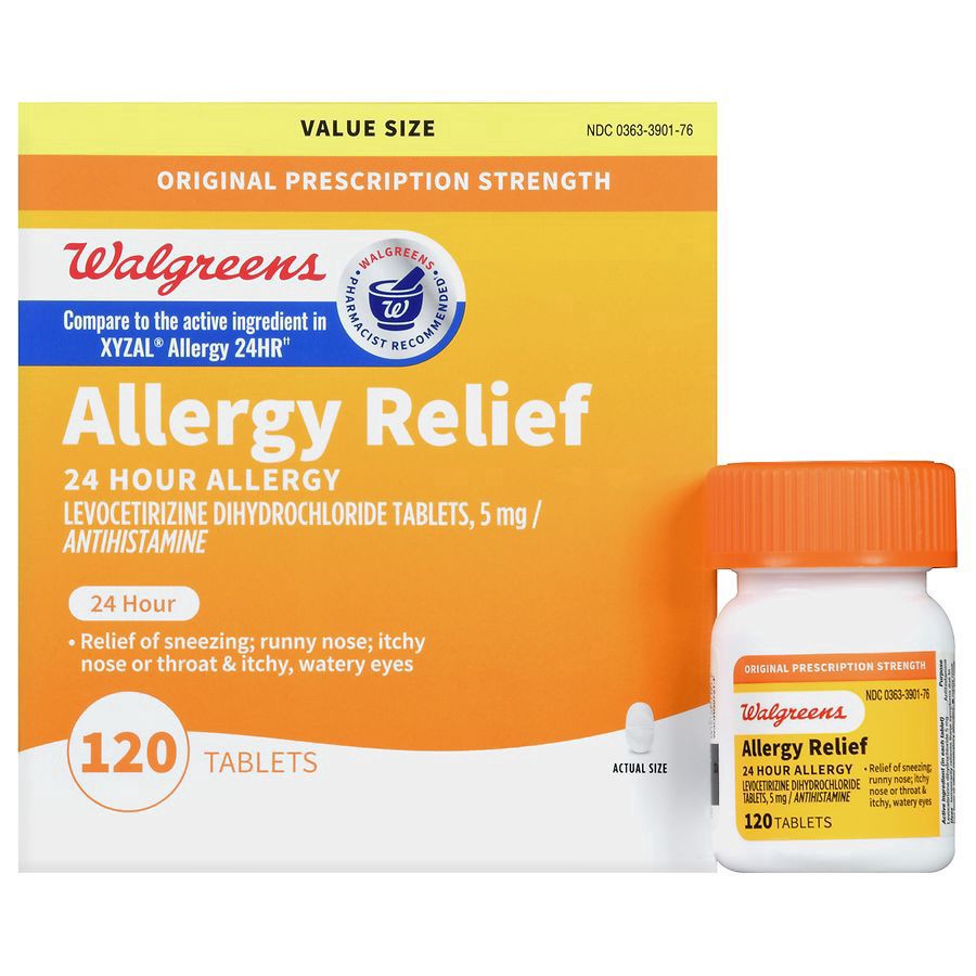 slide 1 of 5, Walgreens Levocetirizine Dihydrochloride Tablets, 5 mg, All Day Allergy Relief, 120 ct