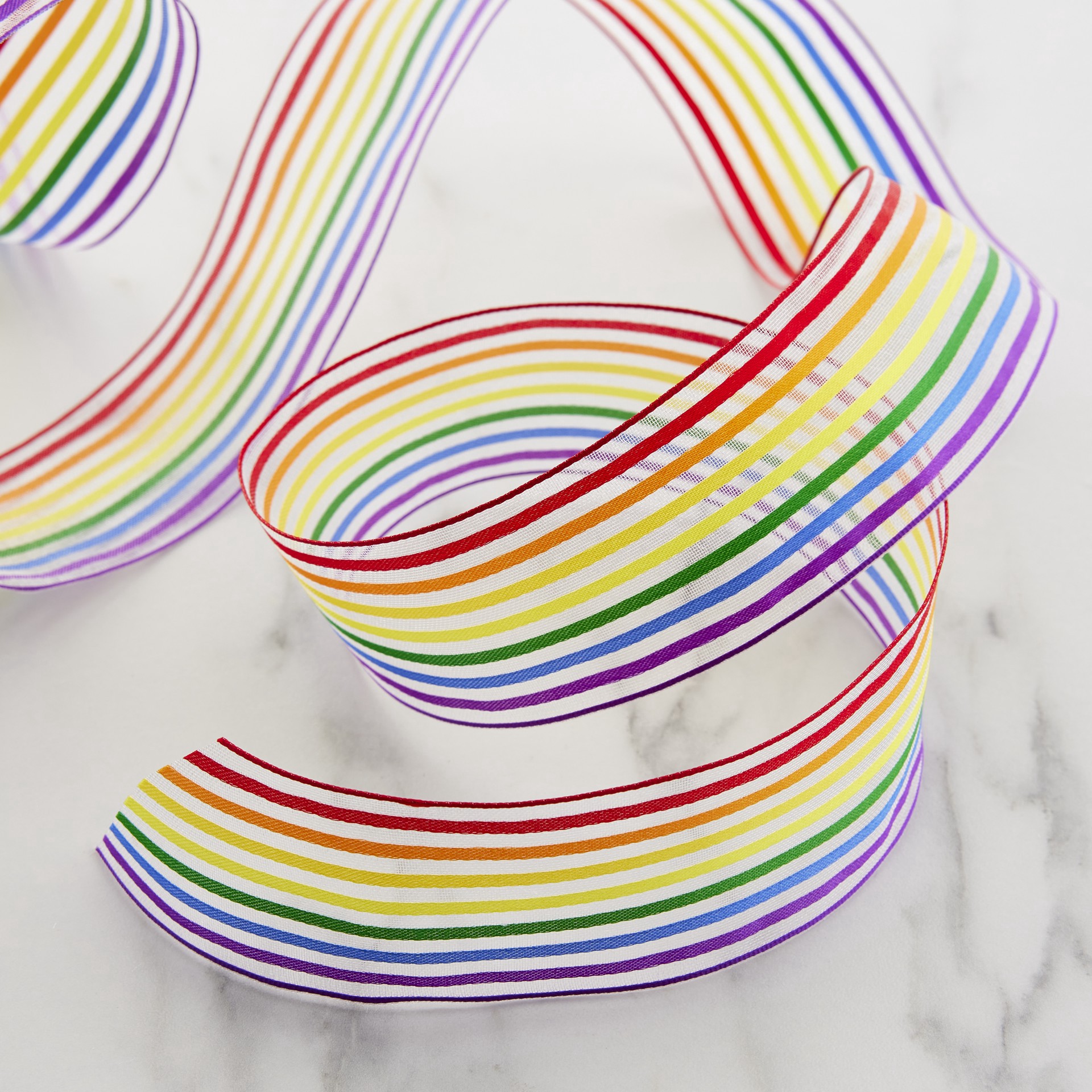 slide 4 of 5, 1.5" X 3yd. Rainbow Striped Wired Sheer Ribbon By Celebrate It 360°, 1.5 in x 3 yd