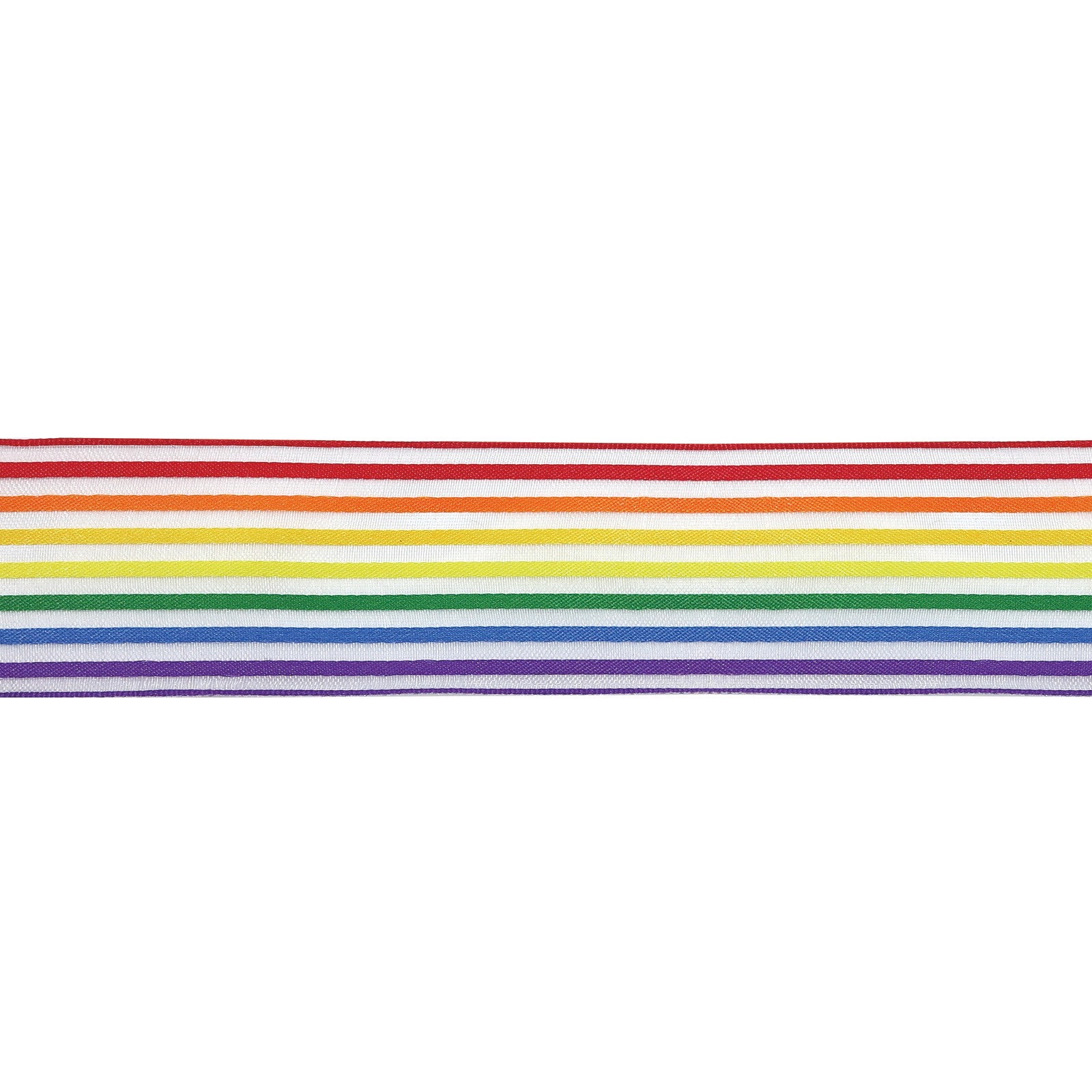 slide 5 of 5, 1.5" X 3yd. Rainbow Striped Wired Sheer Ribbon By Celebrate It 360°, 1.5 in x 3 yd