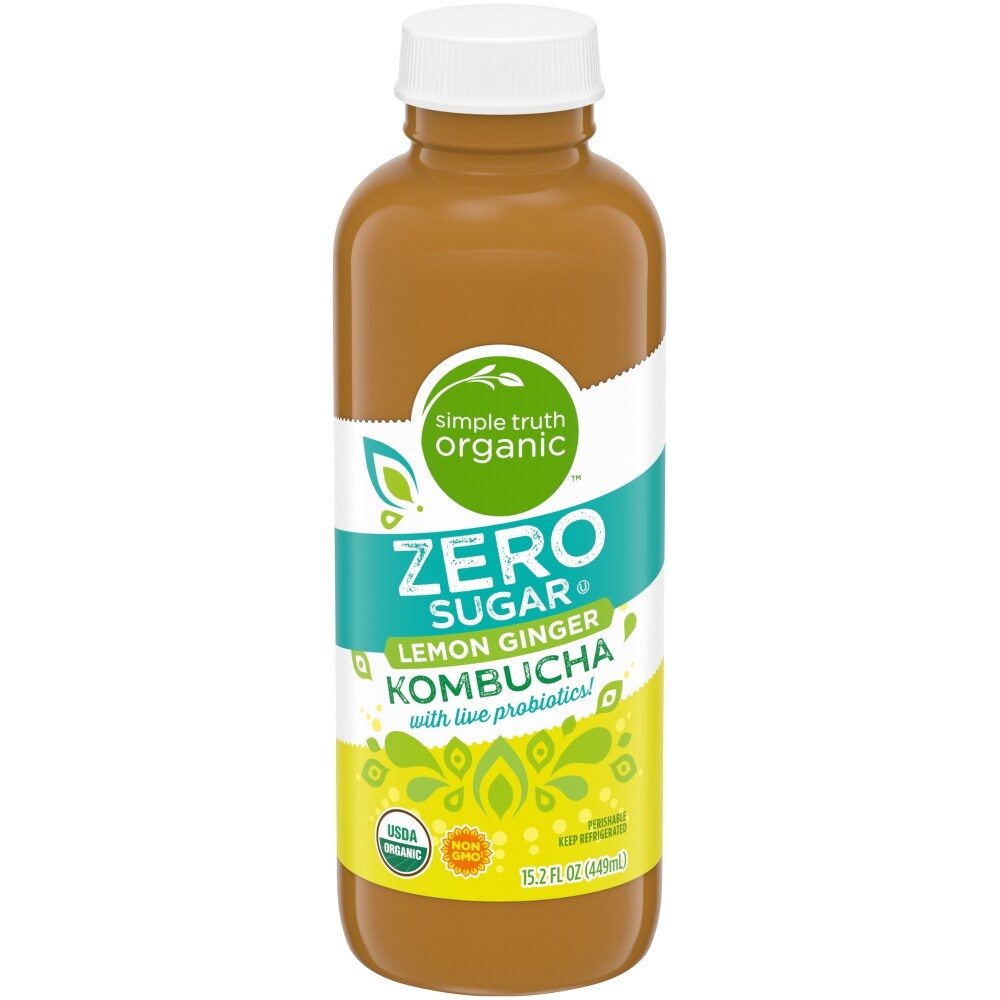 Simple Truth Organic Zero Sugar Lemon Ginger Kombucha 15.2 fl oz | Shipt