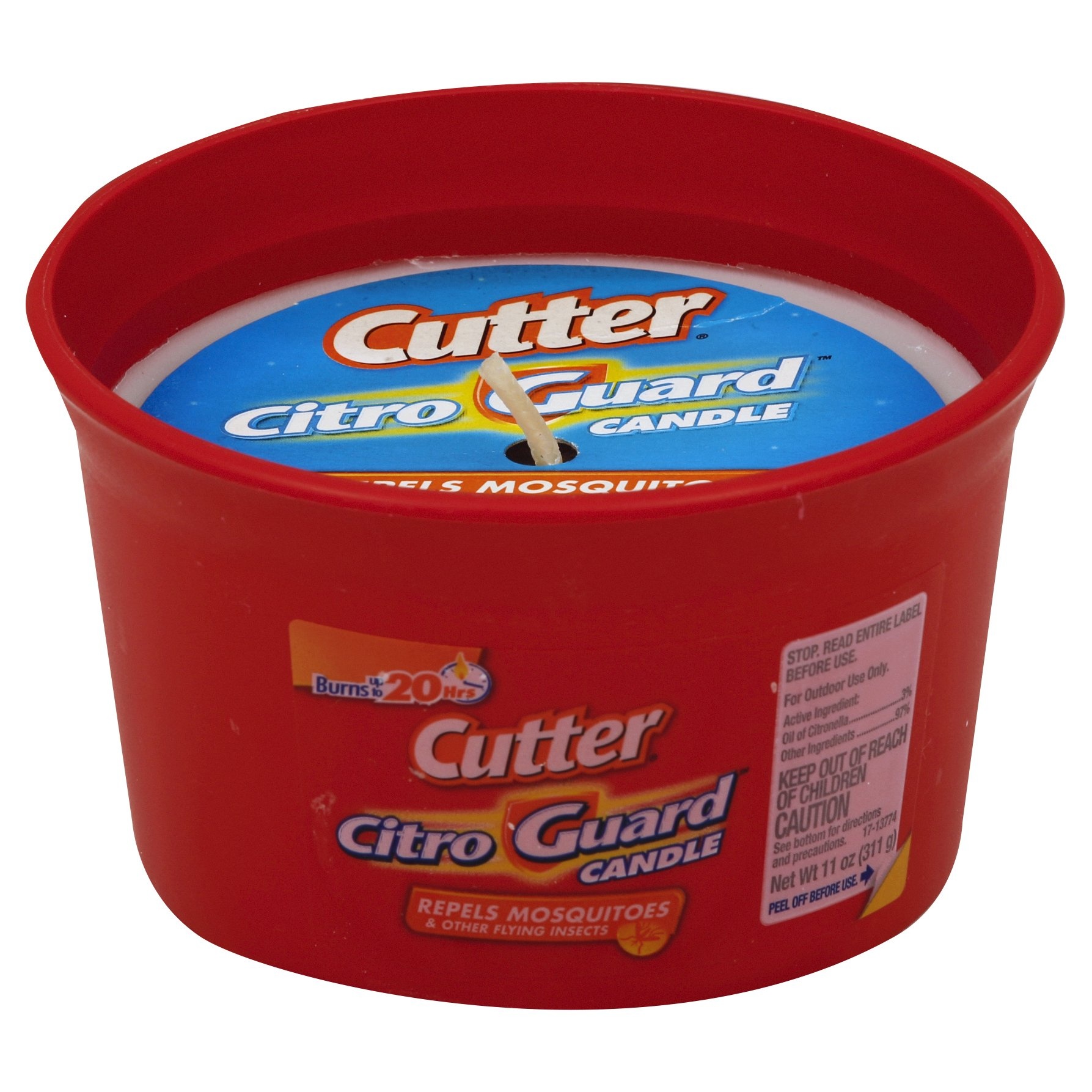 slide 1 of 1, Cutter Citro Guard Red Ceramic Citronella Candle, 11 oz