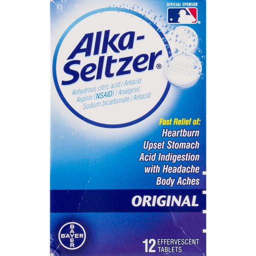 slide 4 of 9, Alka-Seltzer Original Effervescent Antacid Tablets, 12 ct
