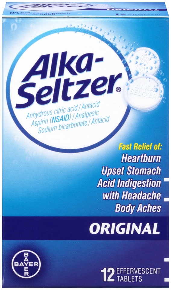 slide 1 of 9, Alka-Seltzer Original Effervescent Antacid Tablets, 12 ct