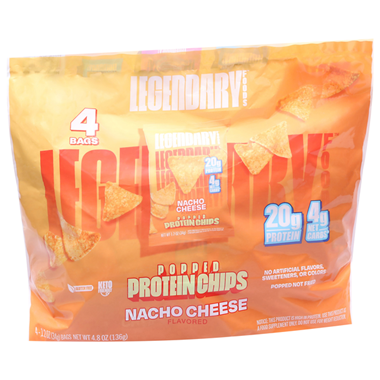 slide 1 of 1, Legendary Foods Popped Chips, Nacho Cheese, 4-1.2 Oz Bags, 4 ct