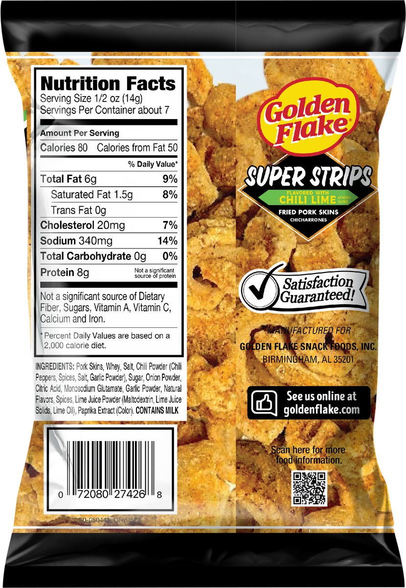 slide 4 of 11, Golden Flake 3.5 oz Golden Flake Chili Lime Super Strips, 3.5 oz