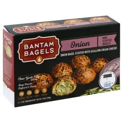 Bantam Bagels onion mini stuffed bagels with scallion cream cheese