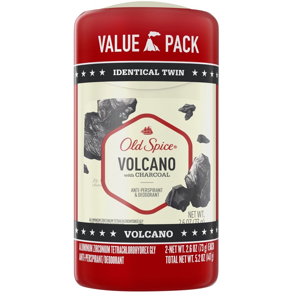 slide 1 of 1, Old Spice Invisible Solid Antiperspirant Deodorant for Men Volcano with Charcoal Scent Inspired by Nature (Pack of 2), 2.6 oz