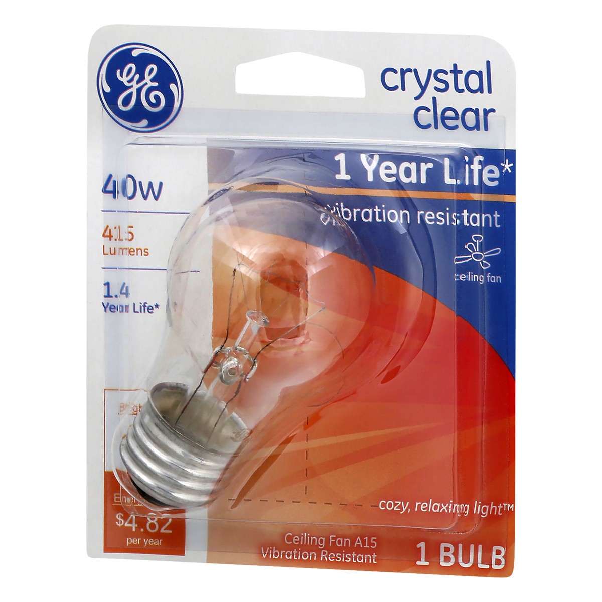 slide 3 of 9, GE Crystal Clear Ceiling Fan 40 Watts Light Bulb 1 ea, 1 ea