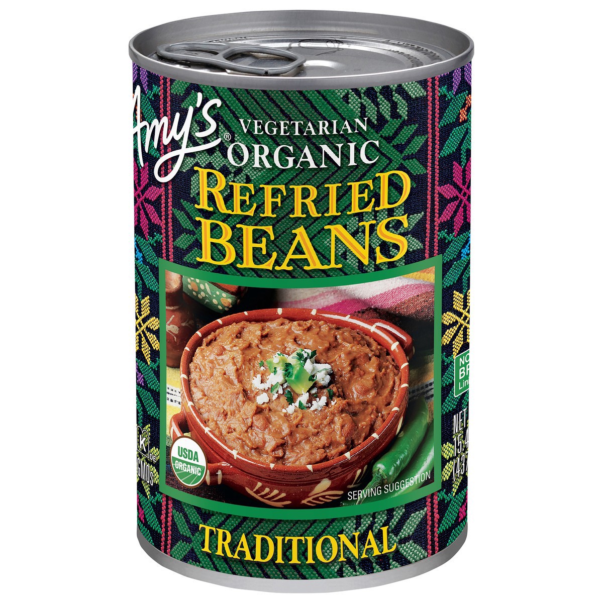 slide 1 of 2, Amy's Organic Traditional Vegetarian Refried Beans, 