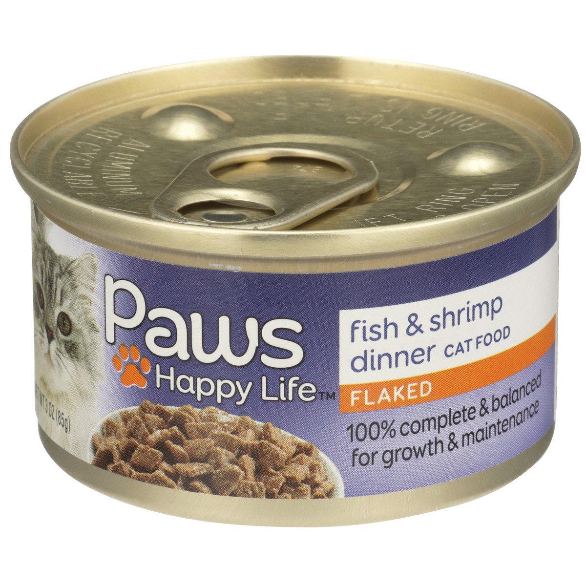 slide 2 of 12, Paws Happy Life Fish & Shrimp Dinner Flaked Cat Food, 3 oz