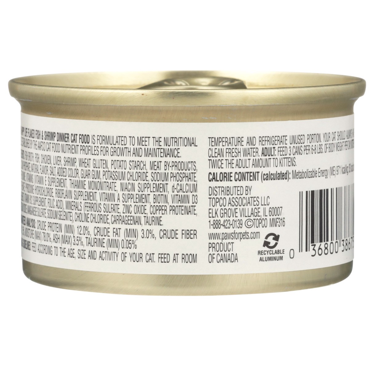 slide 8 of 12, Paws Happy Life Fish & Shrimp Dinner Flaked Cat Food, 3 oz