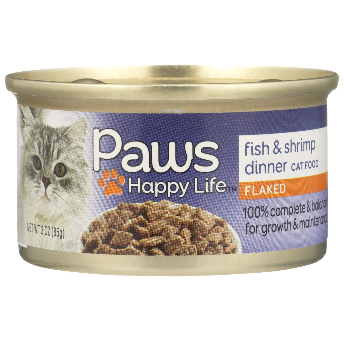 slide 9 of 12, Paws Happy Life Fish & Shrimp Dinner Flaked Cat Food, 3 oz