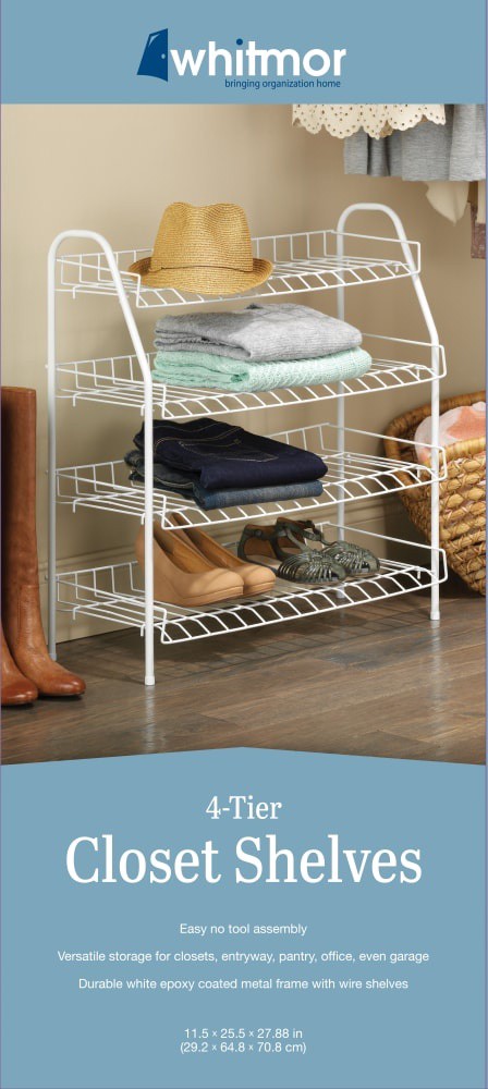 slide 1 of 2, Whitmor 4-Tier Closet Shelves - White, 1 ct