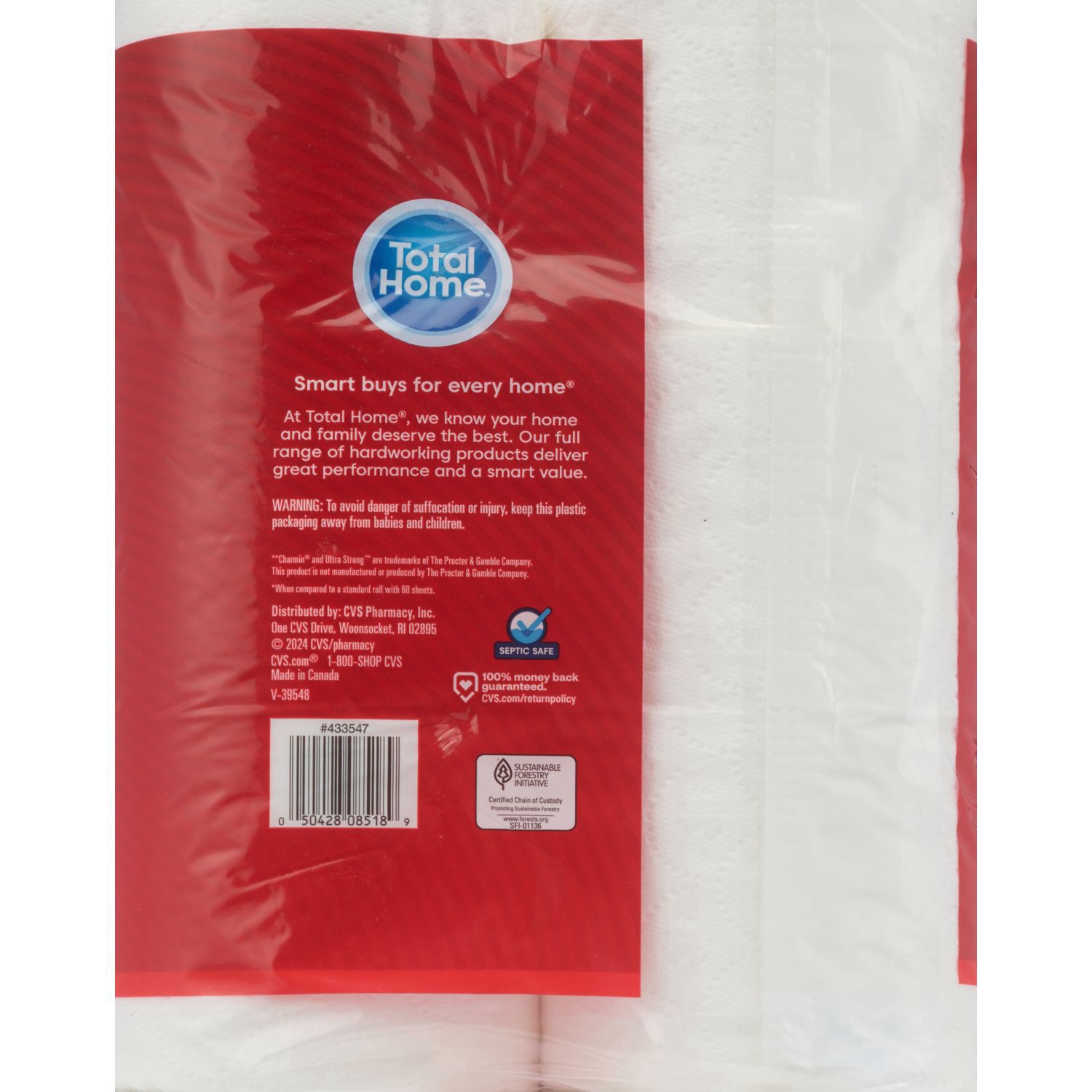 slide 2 of 2, Total Home Ultra Strong Bath Tissue, 6 Ct, 242 sht