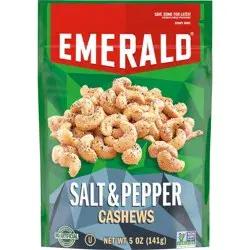 Emerald Nuts, Salt & Pepper Cashews, 5 Oz Resealable Bag