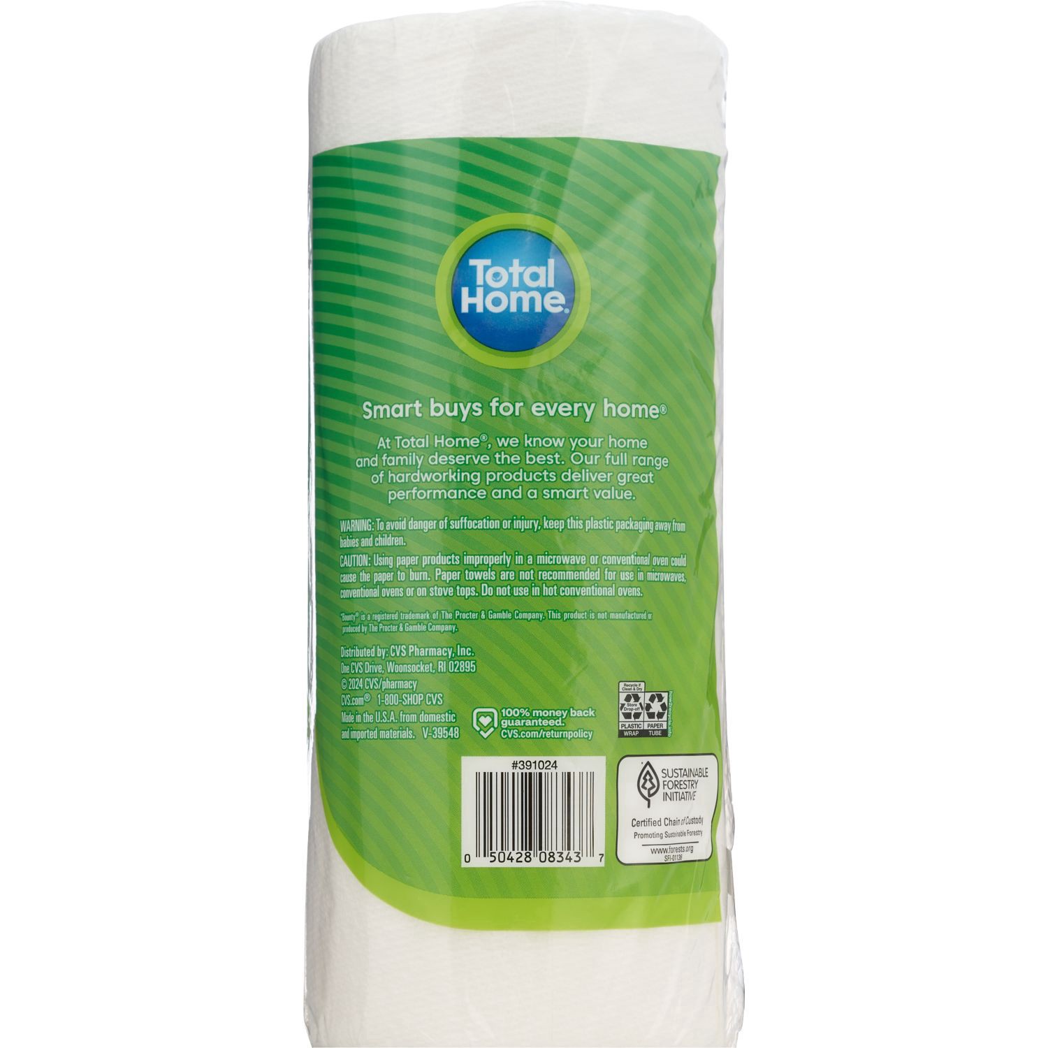 slide 3 of 5, Total Home Paper Towels 2-Ply Sheets, 1 Ct, 92 sht