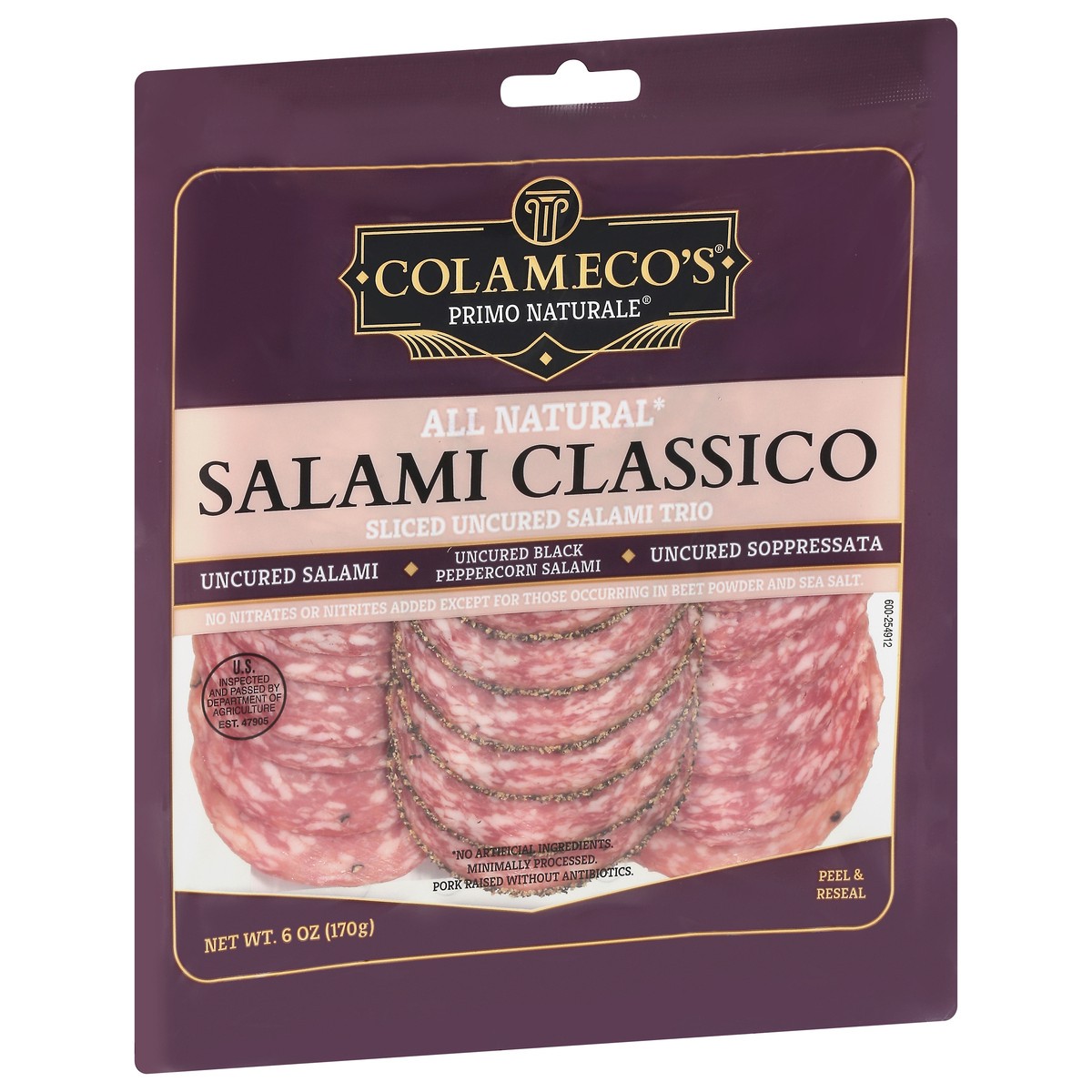 slide 3 of 4, Colameco's Primo Naturale Sliced Uncured Salami Classico Trio 6 oz, 6 oz