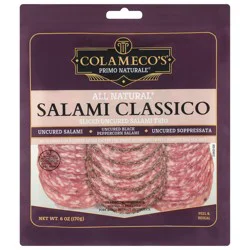 Colameco's Primo Naturale Sliced Uncured Salami Classico Trio 6 oz