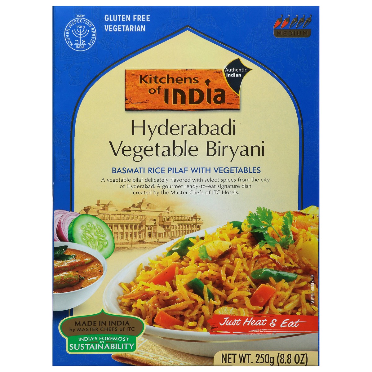 slide 1 of 9, Kitchens of India Medium Hyderabadi Vegetable Biryani 250 gr, 250 gram