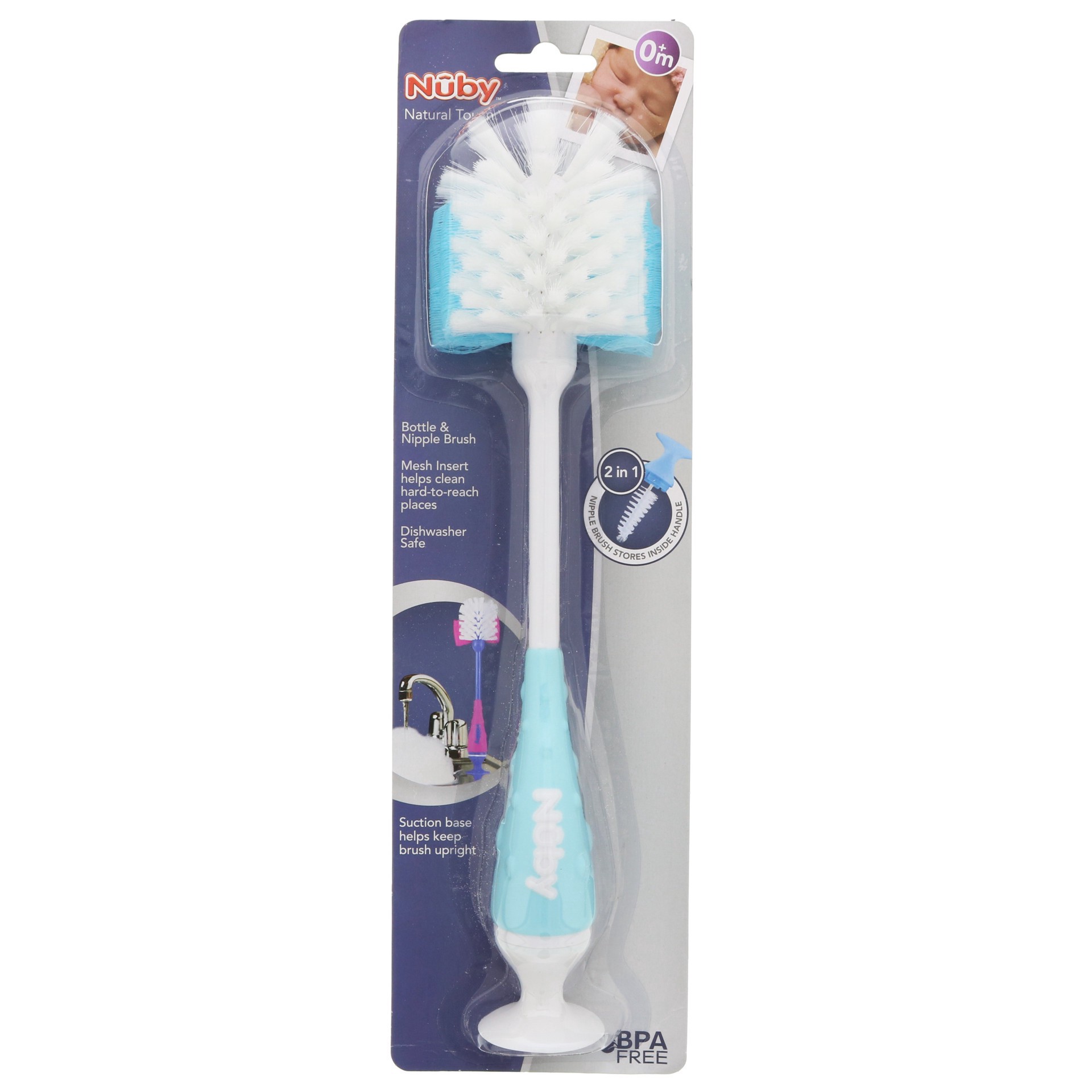 slide 1 of 1, Nuby Natural Touch Bottle And Nipple Brush, 1 ct