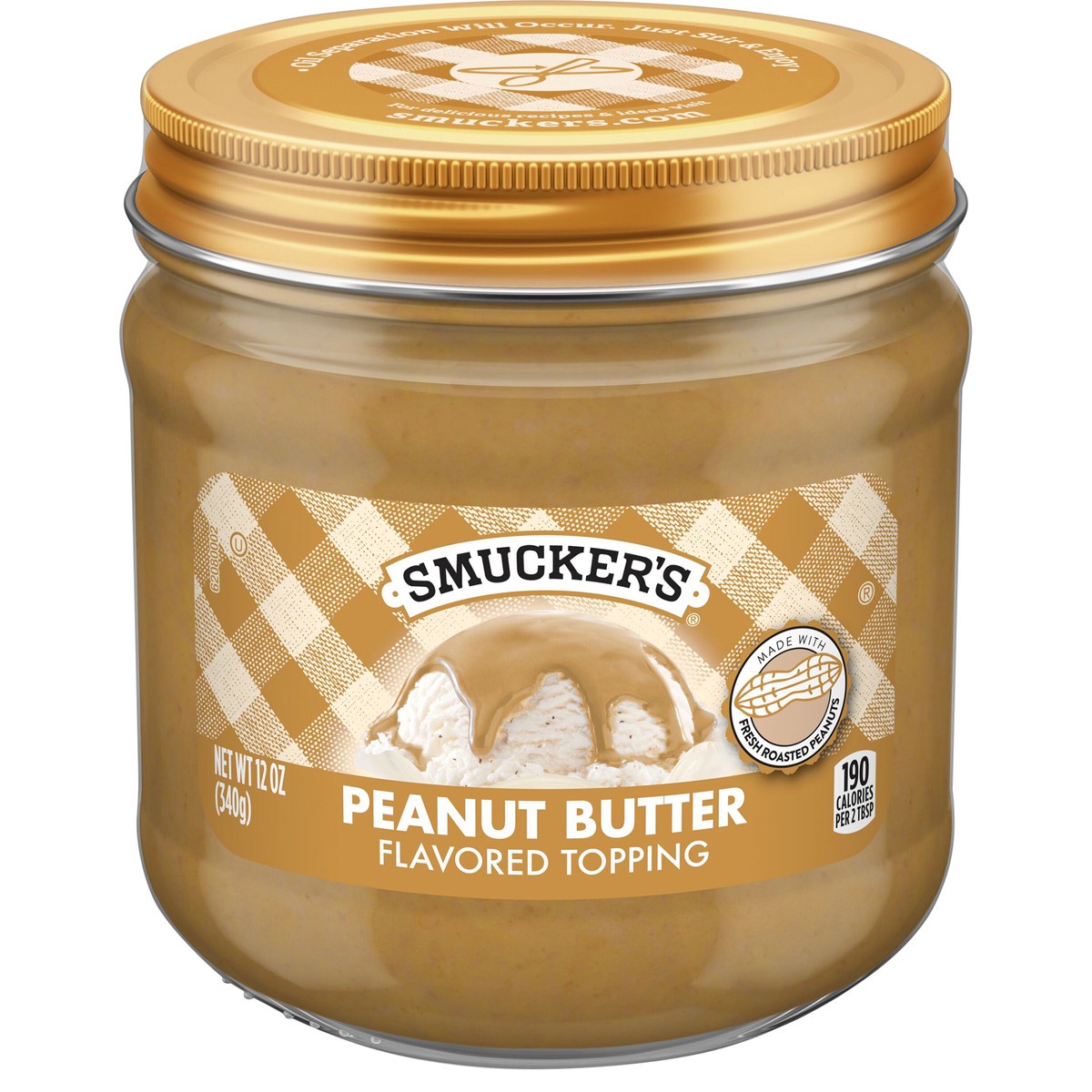 slide 1 of 1, Smucker's Peanut Butter Flavored Ice Cream Topping, 12 Oz. Jar, 12 oz