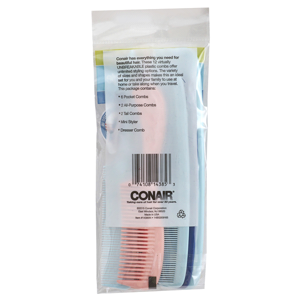 slide 2 of 5, Conair Assorted Comb Set, 12 ct