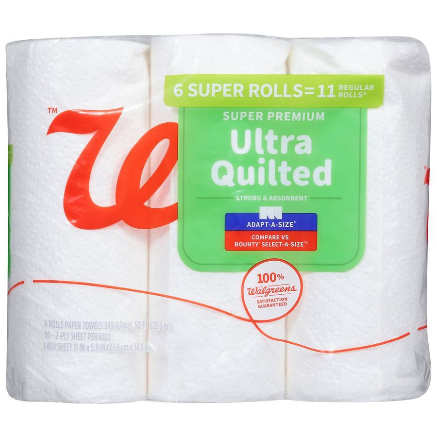 slide 1 of 2, Walgreens Super Premium Ultra Quilted Paper Towels, 6 ct