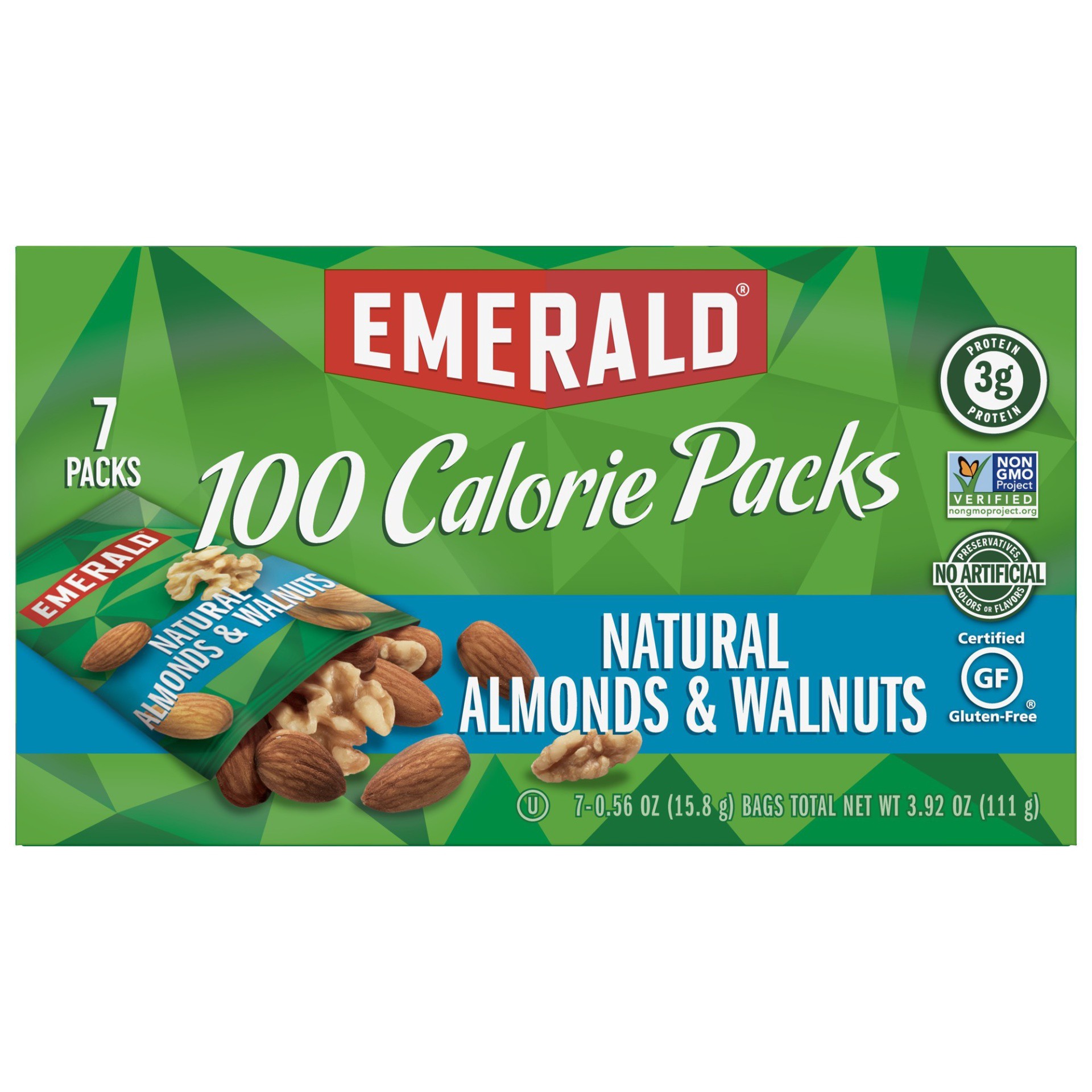 slide 1 of 5, Emerald Natural Walnuts and Almonds, 3.920 oz