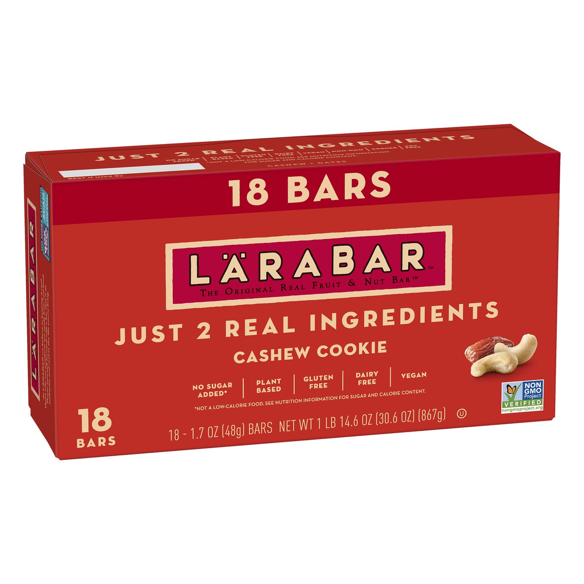 slide 4 of 9, LÄRABAR Cashew Cookie, Gluten Free Vegan Fruit & Nut Bars, 1.7 oz, 18 ct, 18 ct