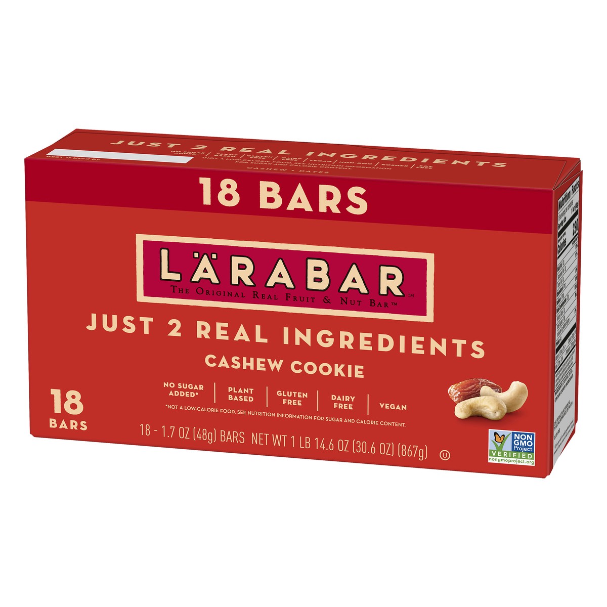 slide 6 of 9, LÄRABAR Cashew Cookie, Gluten Free Vegan Fruit & Nut Bars, 1.7 oz, 18 ct, 18 ct