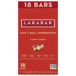 LÄRABAR Cashew Cookie, Gluten Free Vegan Fruit & Nut Bars, 1.7 oz, 18 ct
