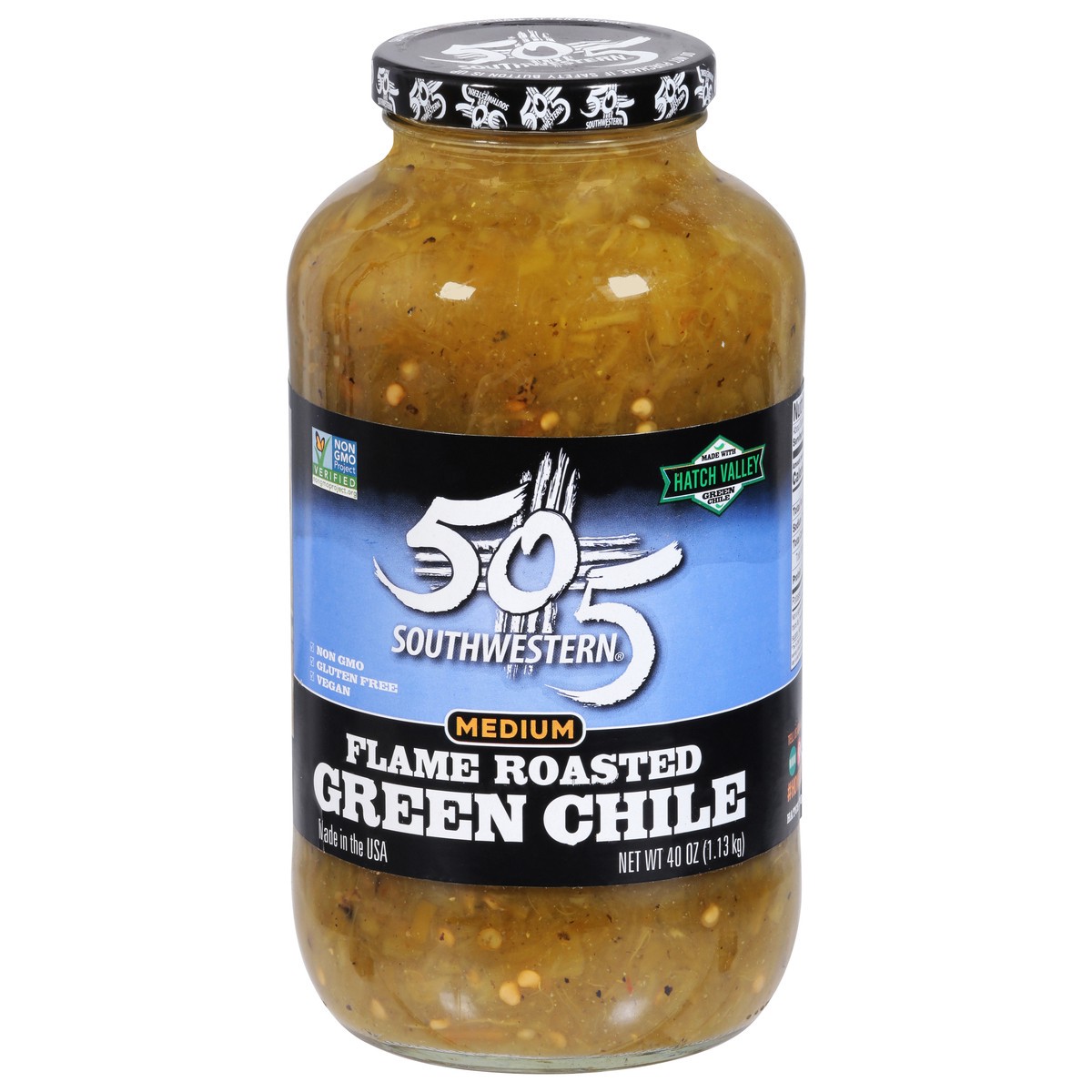slide 1 of 11, 505 Southwestern Medium Flame Roasted Green Chile 40 oz, 40 oz
