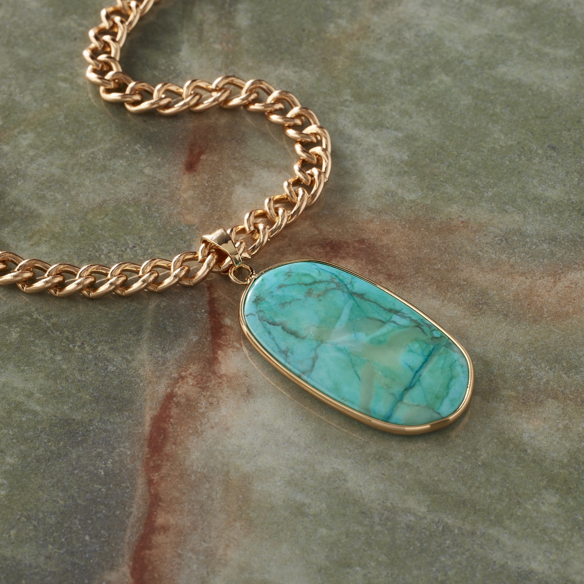 slide 2 of 3, Turquoise Howlite Oval Pendant By Bead Landing, 42mm x 23mm