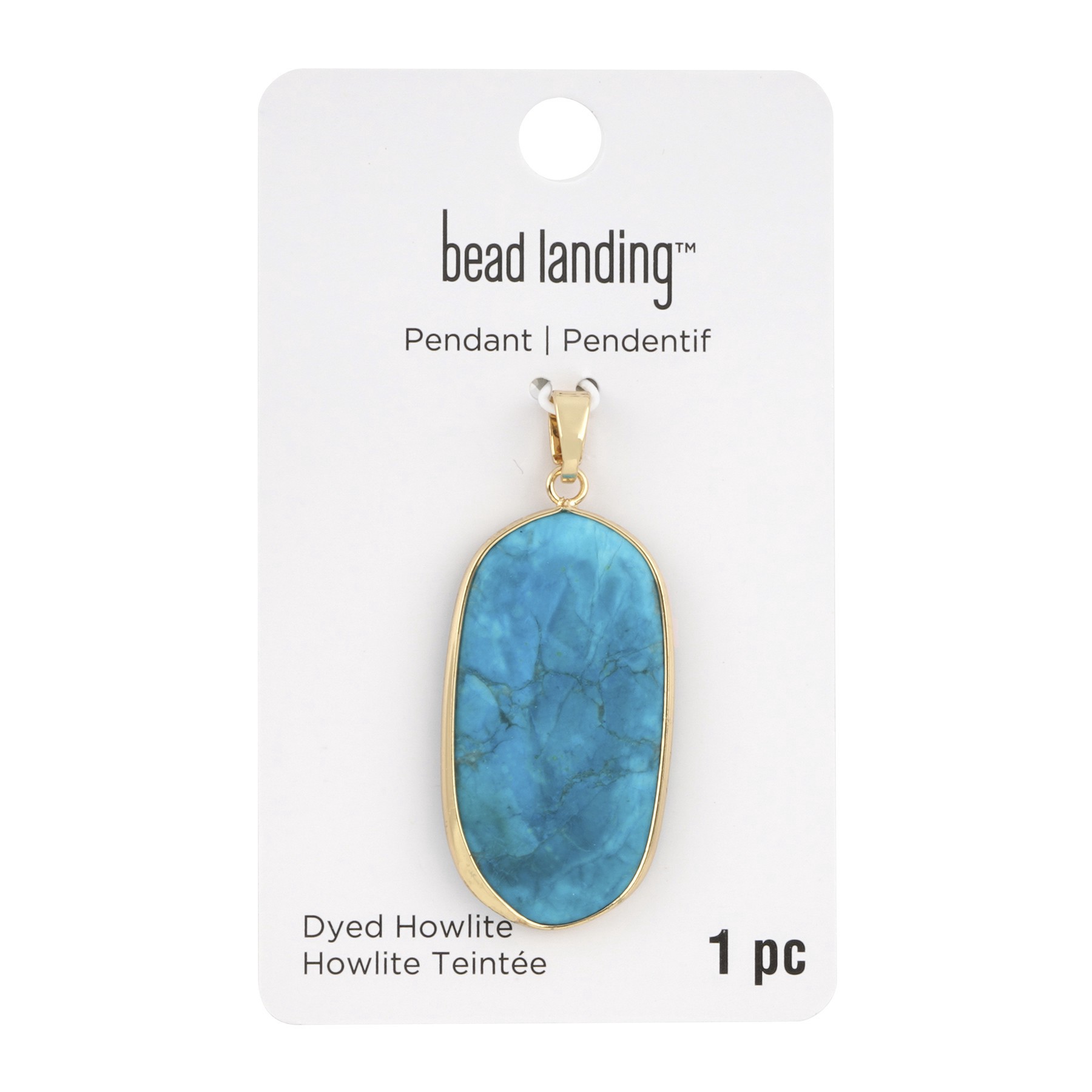 slide 3 of 3, Turquoise Howlite Oval Pendant By Bead Landing, 42mm x 23mm