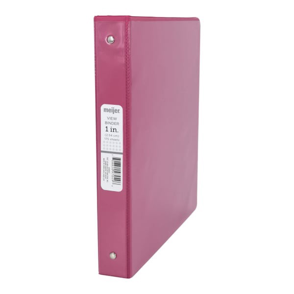 slide 2 of 5, Meijer 1'' Pink Economy View Binder, 11.5 in