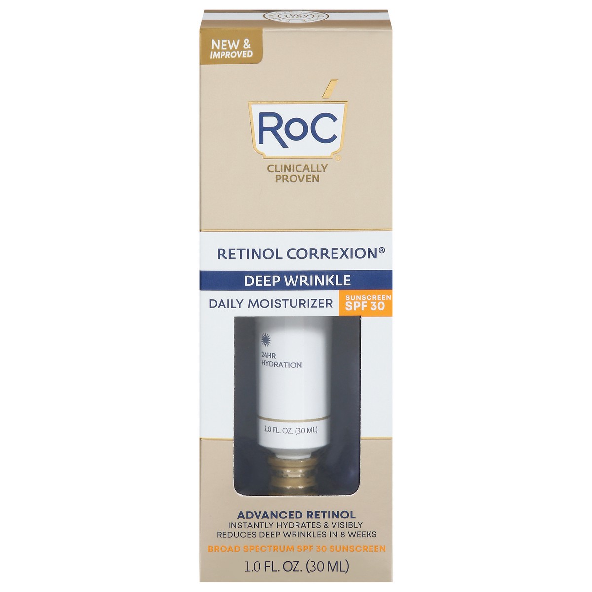 slide 1 of 1, RoC Retinol Correxion Deep Wrinkle Daily Moisturizer With Sunscreen Broad Spectrum SPF 30, 1 oz