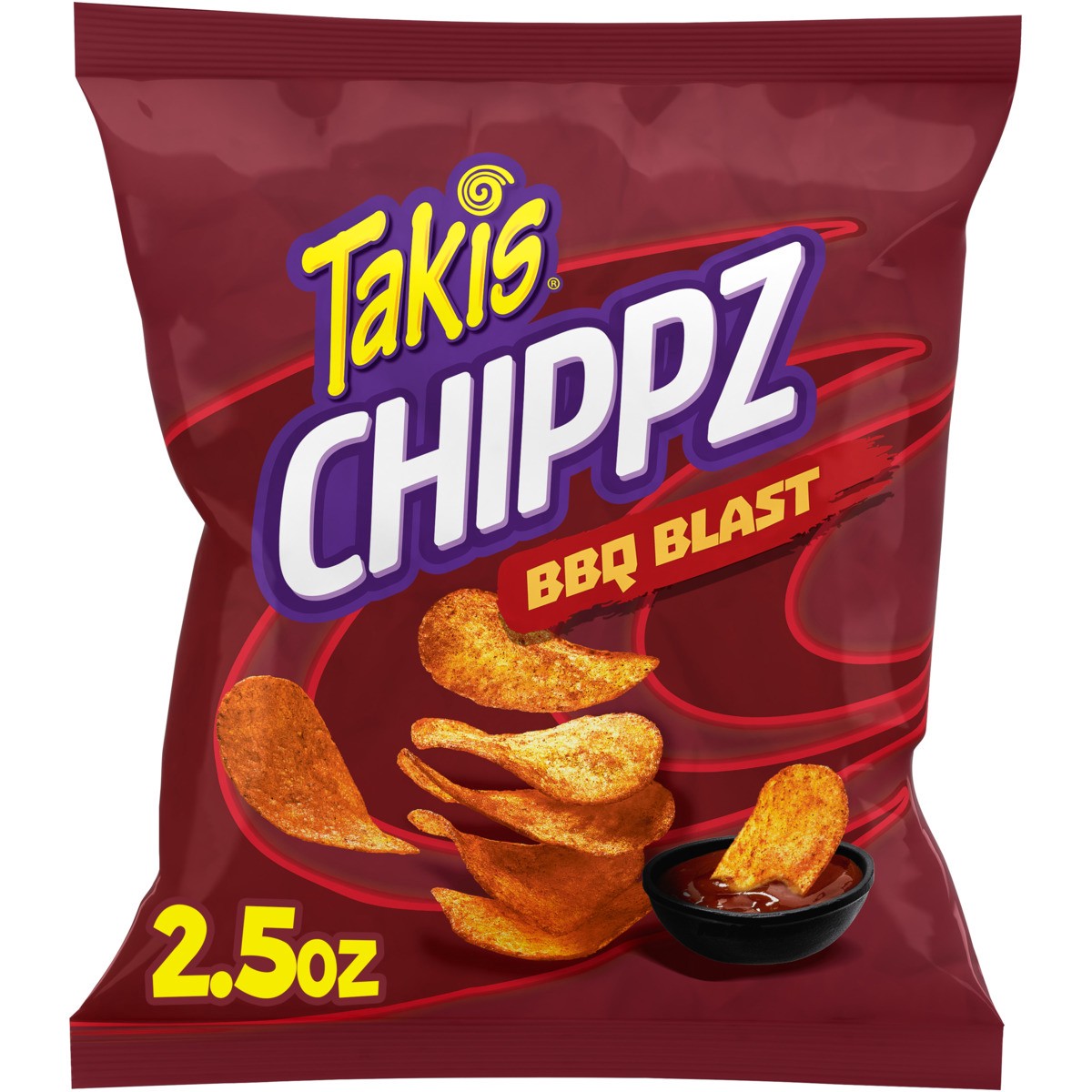 slide 12 of 13, Takis BBQ Blast Chippz 2.5 oz Snack Size Bag, Barbecue Flavored Non-Spicy Tangy Thin-Cut Potato Chips, 2.5 oz