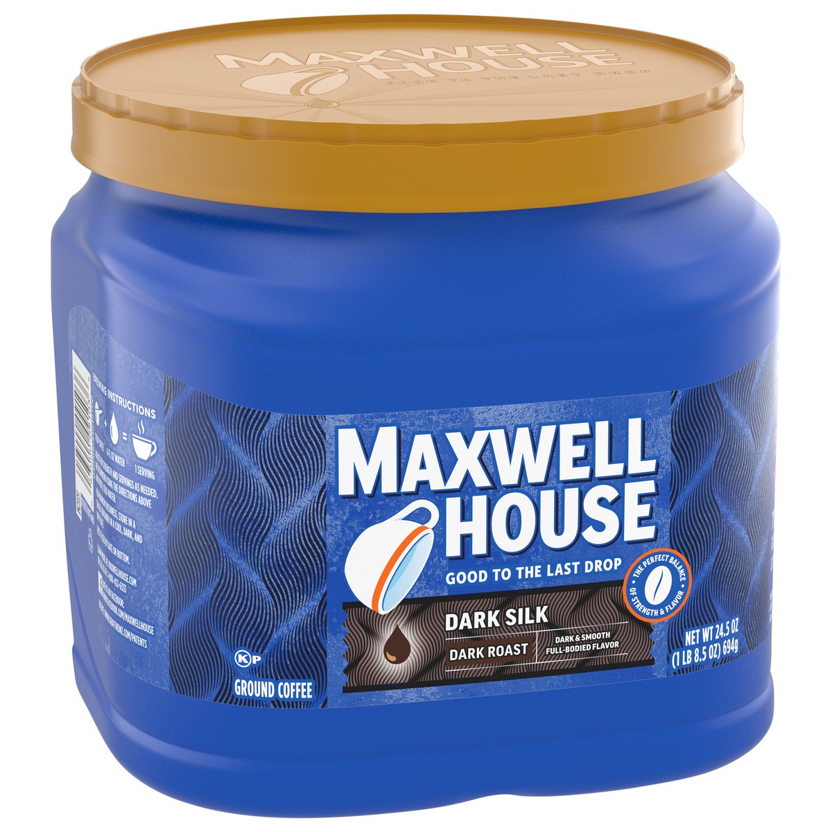slide 4 of 9, Maxwell House Dark Roast Ground Dark Silk Coffee 24.5 oz, 24.5 oz