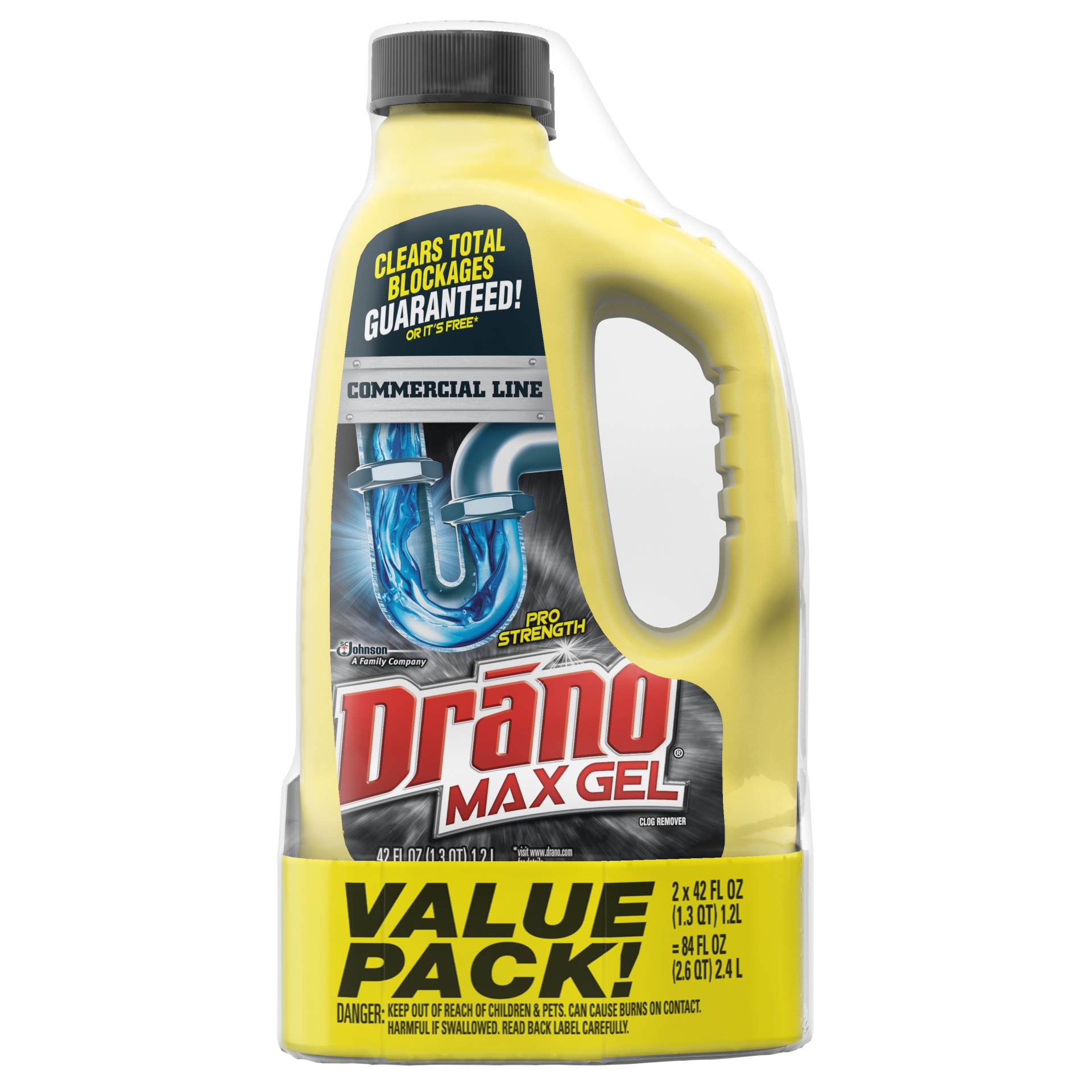 slide 1 of 7, Drano Commercial Max Gel Clog Remover, Twin Pack, 42 oz