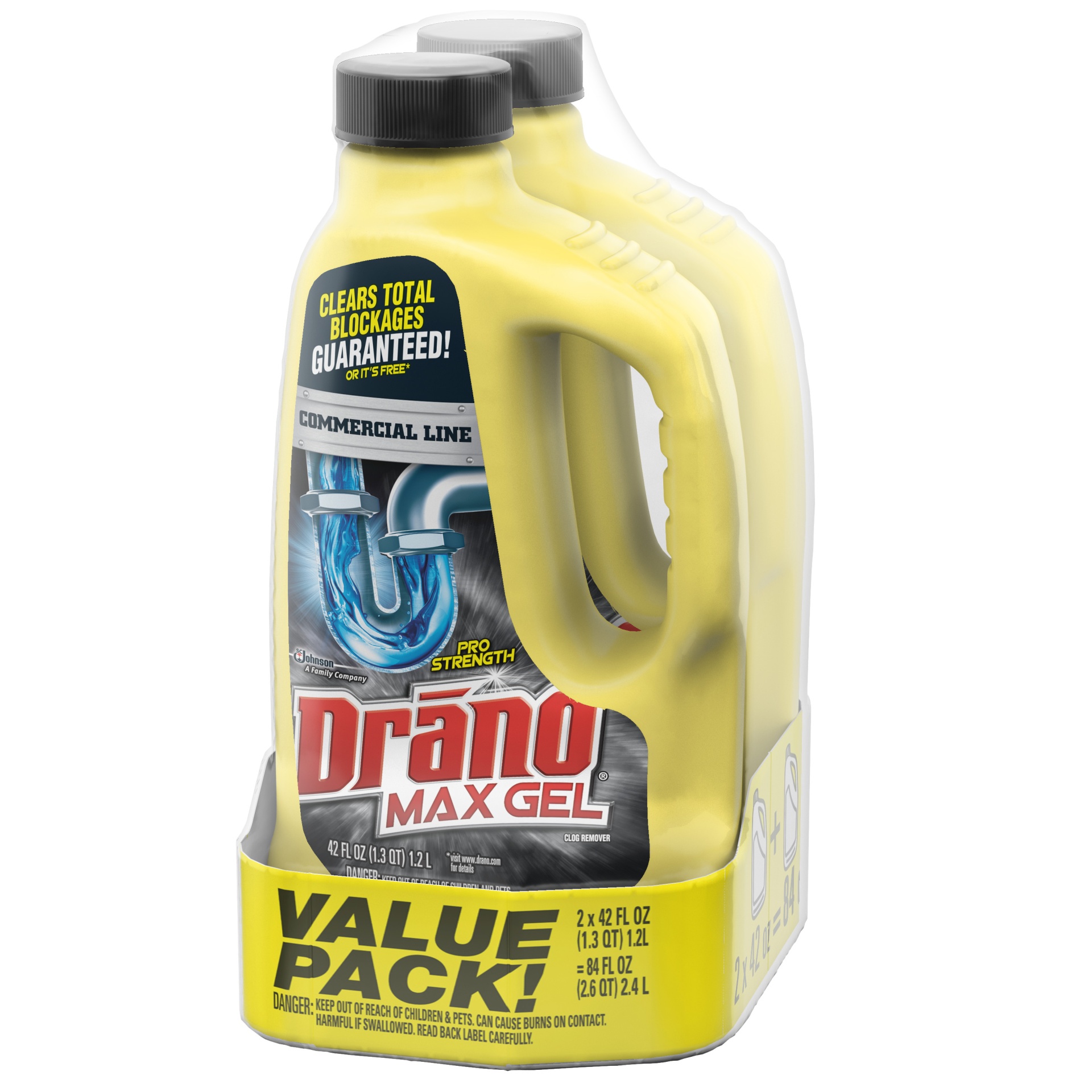 slide 7 of 7, Drano Commercial Max Gel Clog Remover, Twin Pack, 42 oz