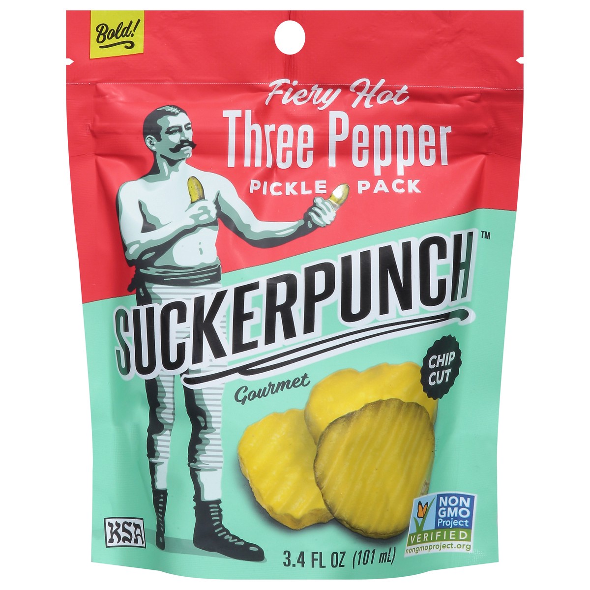 slide 1 of 9, SuckerPunch Gourmet Three Pepper Pickle Pack 3.4 fl oz, 3.4 fl oz