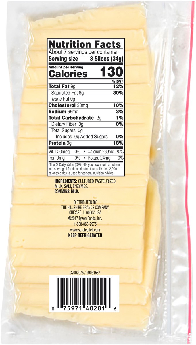 slide 4 of 5, Sara Lee Swiss Natural Cheese, 226.80 g