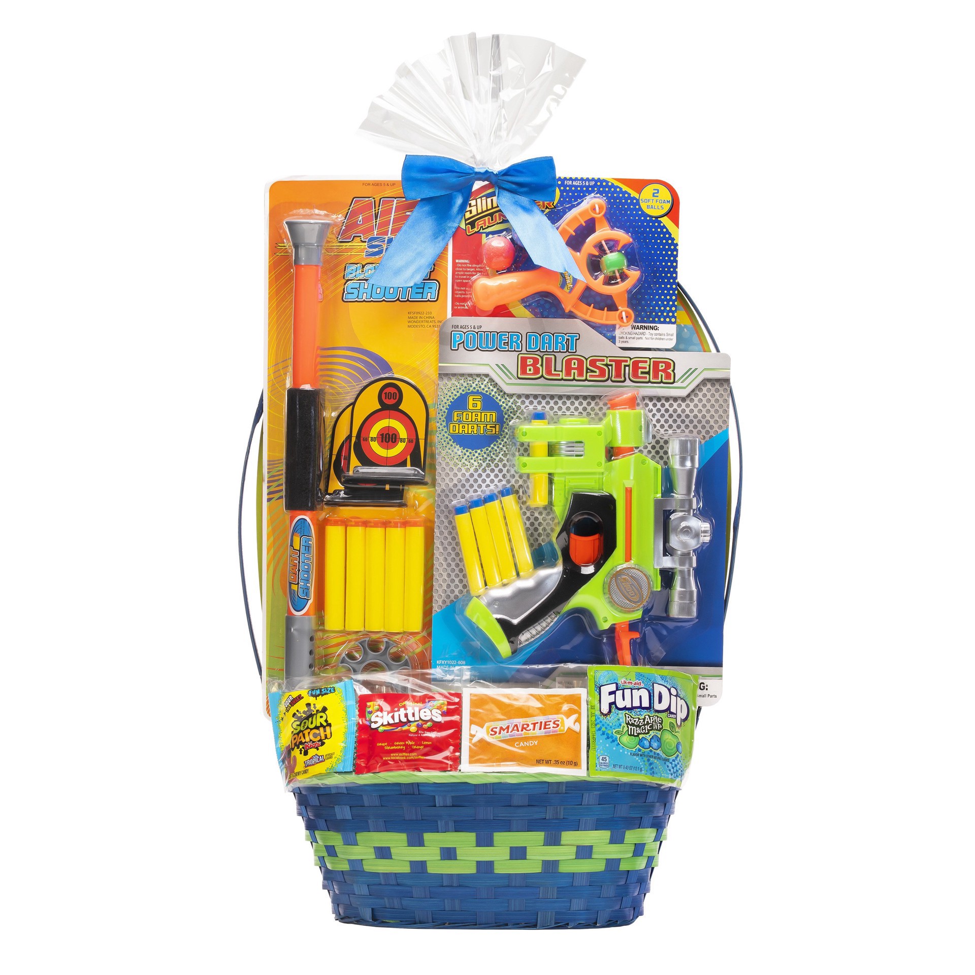 slide 1 of 1, Wonder Treats Boys' Theme Dart Launcher Easter Gift Basket, XL