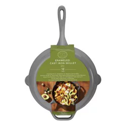 Dash of That 12 in Enameled Cast Iron Skillet - Grey