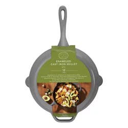 Dash of That 12 in Enameled Cast Iron Skillet - Grey