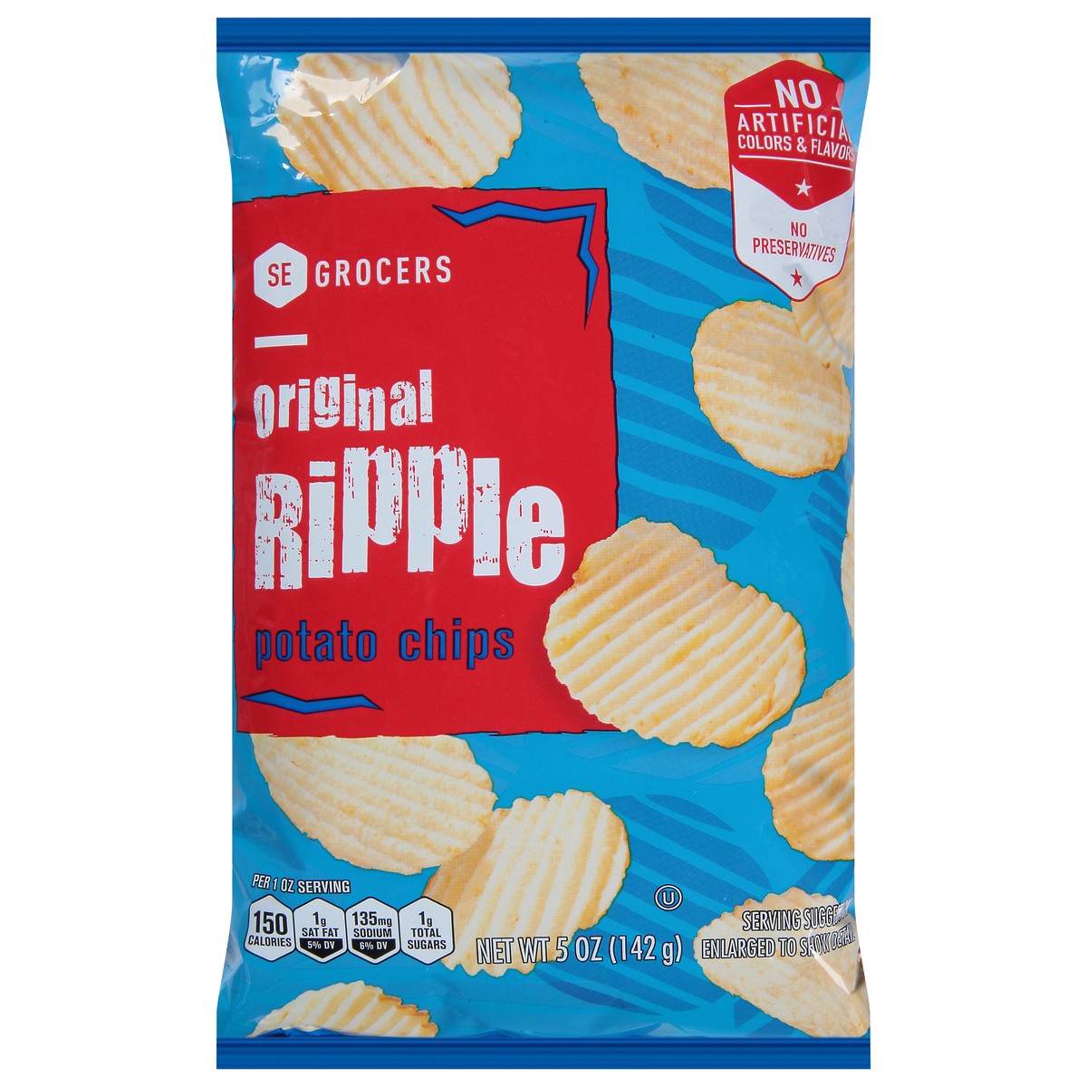 slide 1 of 1, SE Grocers Potato Chips Original Ripple, 5 oz