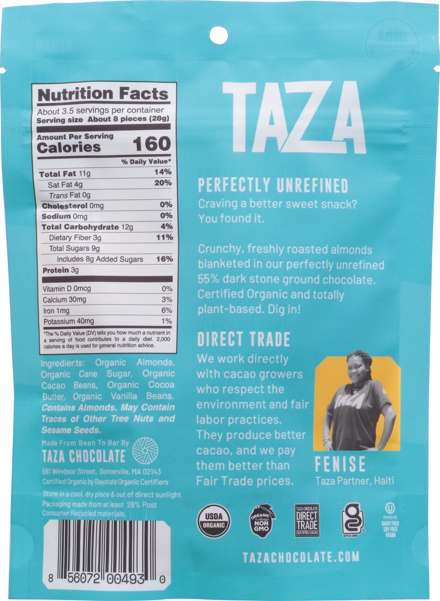 slide 2 of 14, Taza 55% Cacao Chocolate Covered Almonds 3.5 oz, 4.2 oz