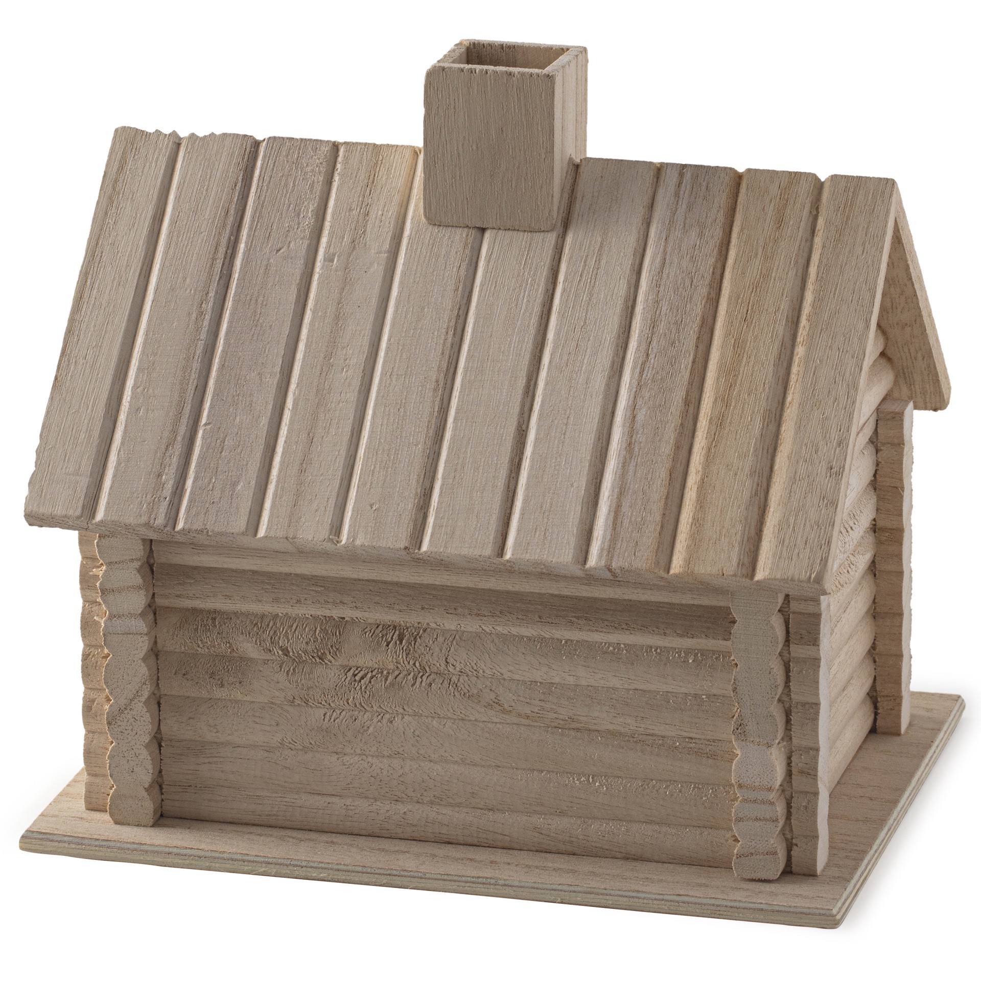 slide 2 of 3, 9" Log Cabin Birdhouse By Make Market, 9.18 in x 7.9 in x 6 in